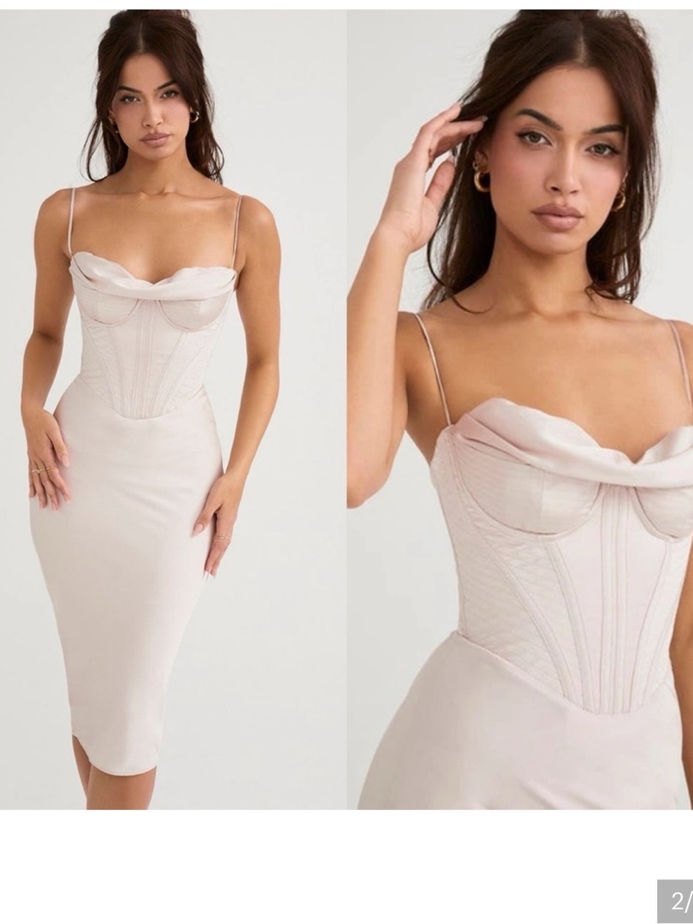 HOUSE OF CB NWT Myrna Satin Corset Dress in Crystal M+
